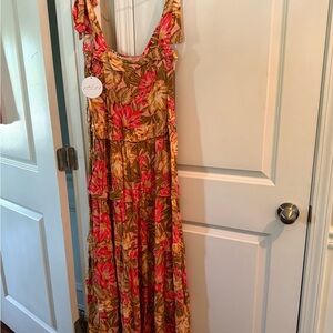 Petal & Pup Red and Orange Sleeveless Maxi Sundress